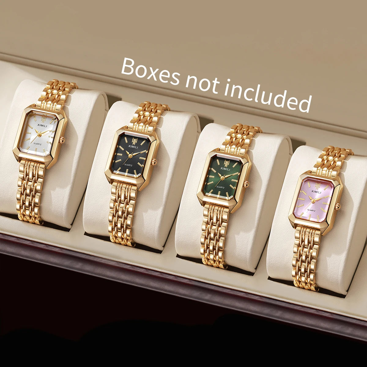 1/2/4PCS Luxury Women Watches Fashion Rectangle Woman Quartz Watch Stainless Steel Band Wristwatches Reloj Mujer(Without Box)