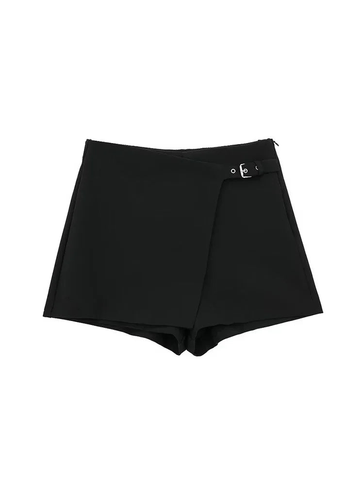 Willshela Women Fashion Solid Bandage Side Zipper Mini Skirts Shorts Vintage High Waist Female Chic Lady Shorts