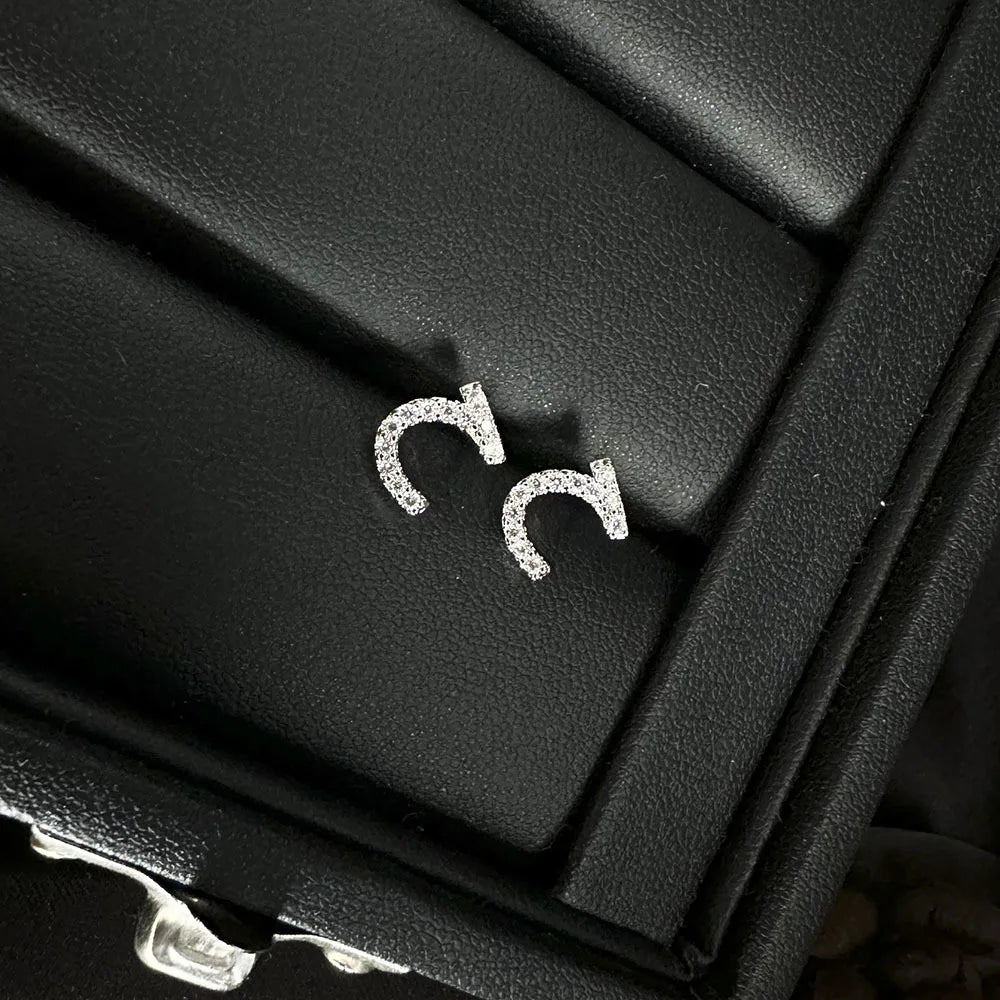 Arabic Love Letter Earrings for Women silver Plated AAA Zircon Earrings 2023 Luxury Aesthetic Jewelry Gift Wife Lover Jewelry