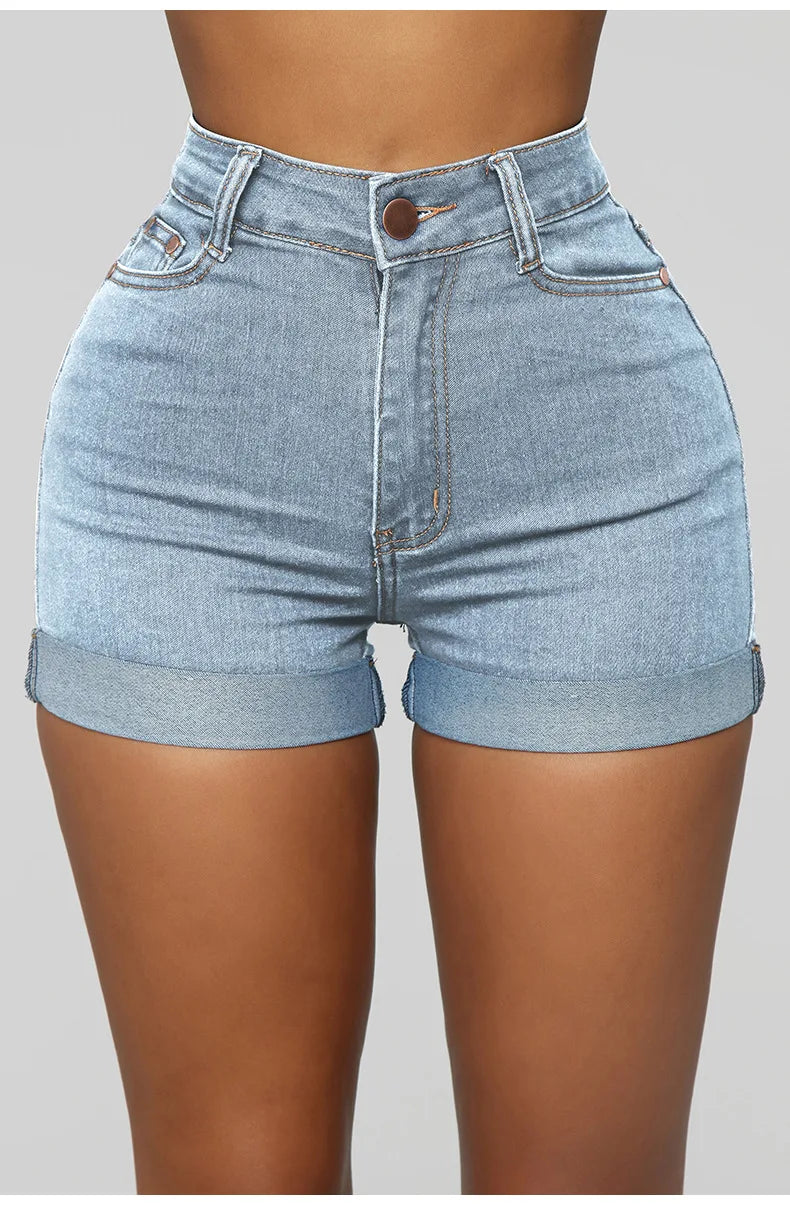 Denim Pant Women Mom Jeans Shorts Pants Bodycon High Waist Short Trousers Sexy Y2k Streetwear Elegant Splice Party Club Simple