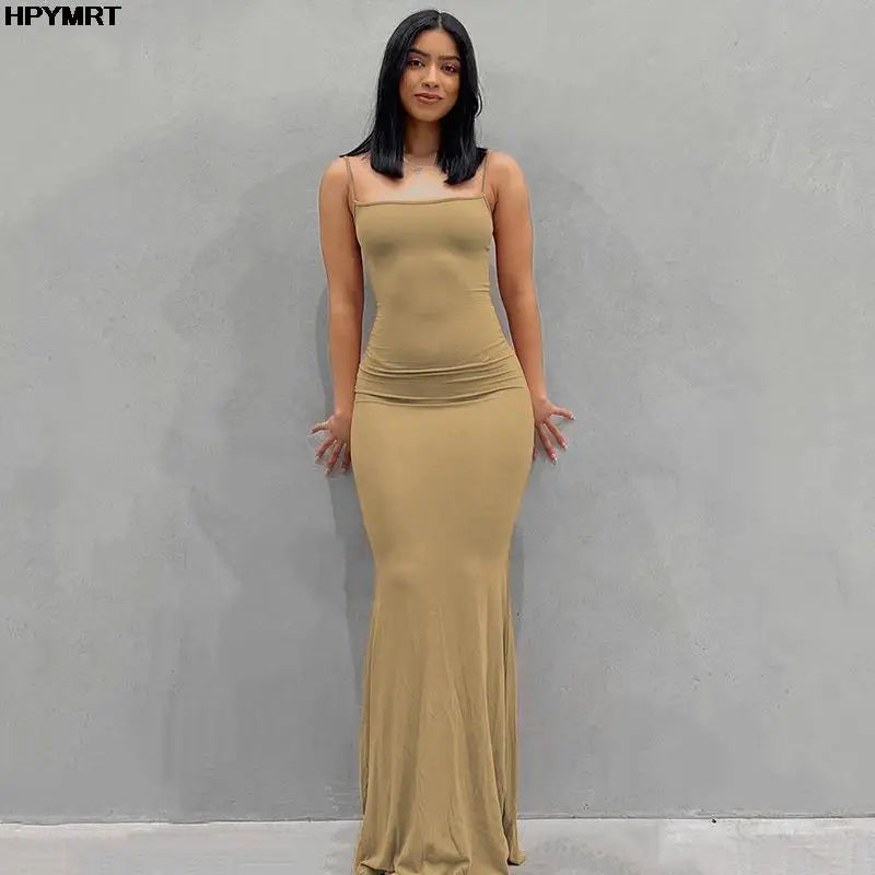 Satin Slip Sleeveless Backless Slim Sexy Maxi Dress 2022 Spring Women Party Y2K Concise Bodycon Elegant Dresses Female Clothing