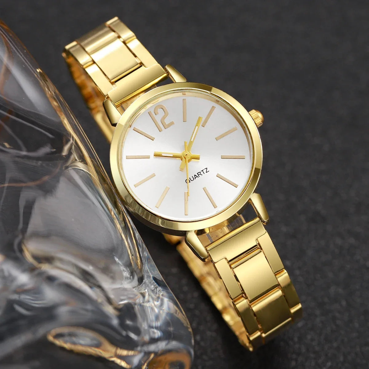 Fashion Women Elagant Watch Casual Simple Steel Strap Quartz Watch Love Bracelet 2pcs Set Luxury Temperament Wristwatch Reloj