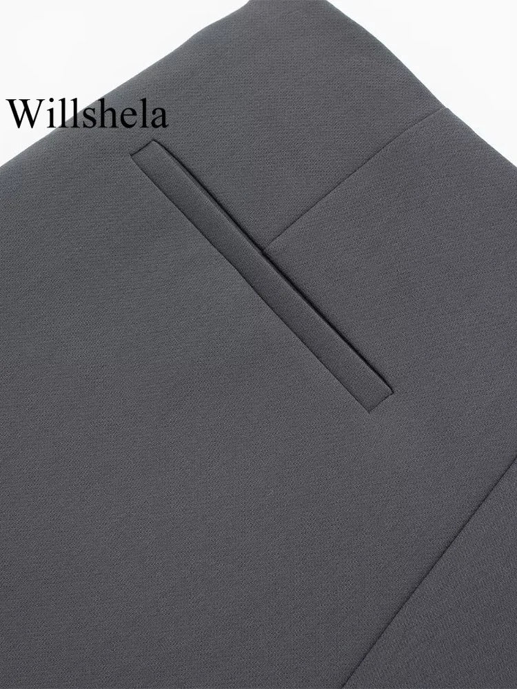Willshela Women Fashion Solid Bandage Side Zipper Mini Skirts Shorts Vintage High Waist Female Chic Lady Shorts
