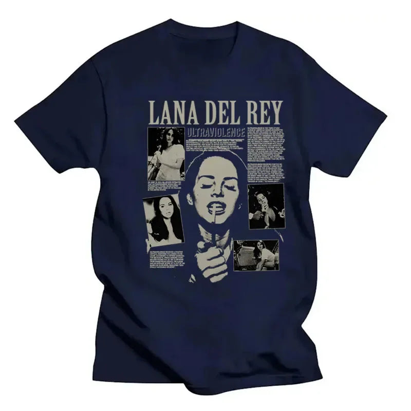 Singer Lana Del Rey Print T Shirt Men Women Fashion Hip Hop Streetwear Harajuku Short Sleeve Plus Size T Shirt Unisex Top