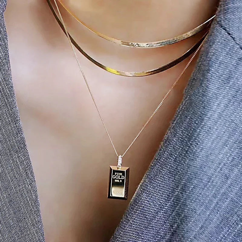 Luxury Soild 18K Gold Filled Pendant Charm Wedding Pendants Necklace For Women Bridal Party Choker Jewelry Gift