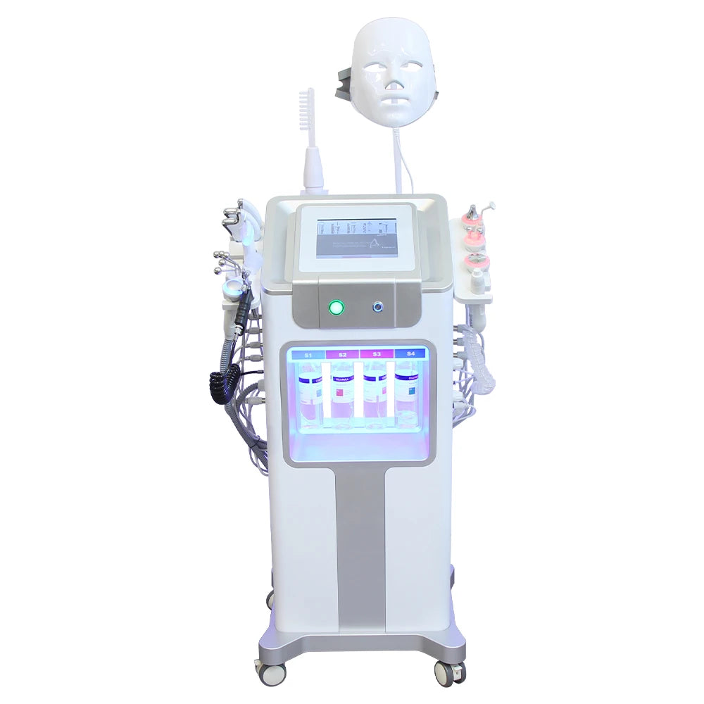 AOKO New 12 IN1 Hydro Dermabrasion Aqua Peeling Ultrasound Facial Care Oxygen Injection Skin Rejuvenation Whiting Beauty Machine