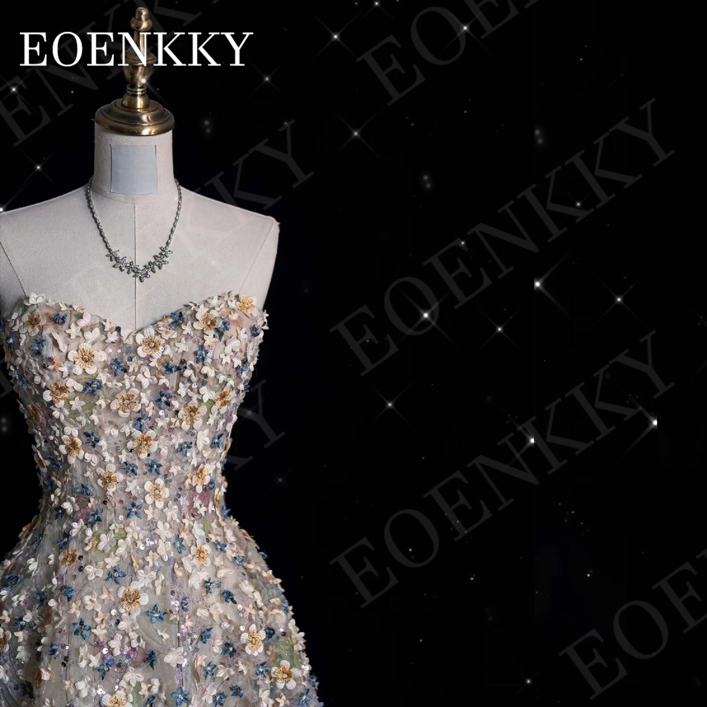 EOENKKY Gorgeous Prom Dress 3D Flower Floor Length Sweetheart Strapless Formal Graduation Gown A Line Customized فساتين سهرة