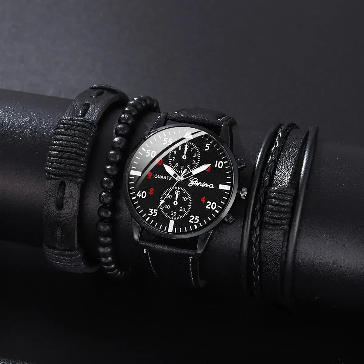 4/1pcs Men Watches Set Luxury Fashion Design Leather Watch Quartz Men Watch Clock Gift Montre Homme Relogio Masculino(no Box)