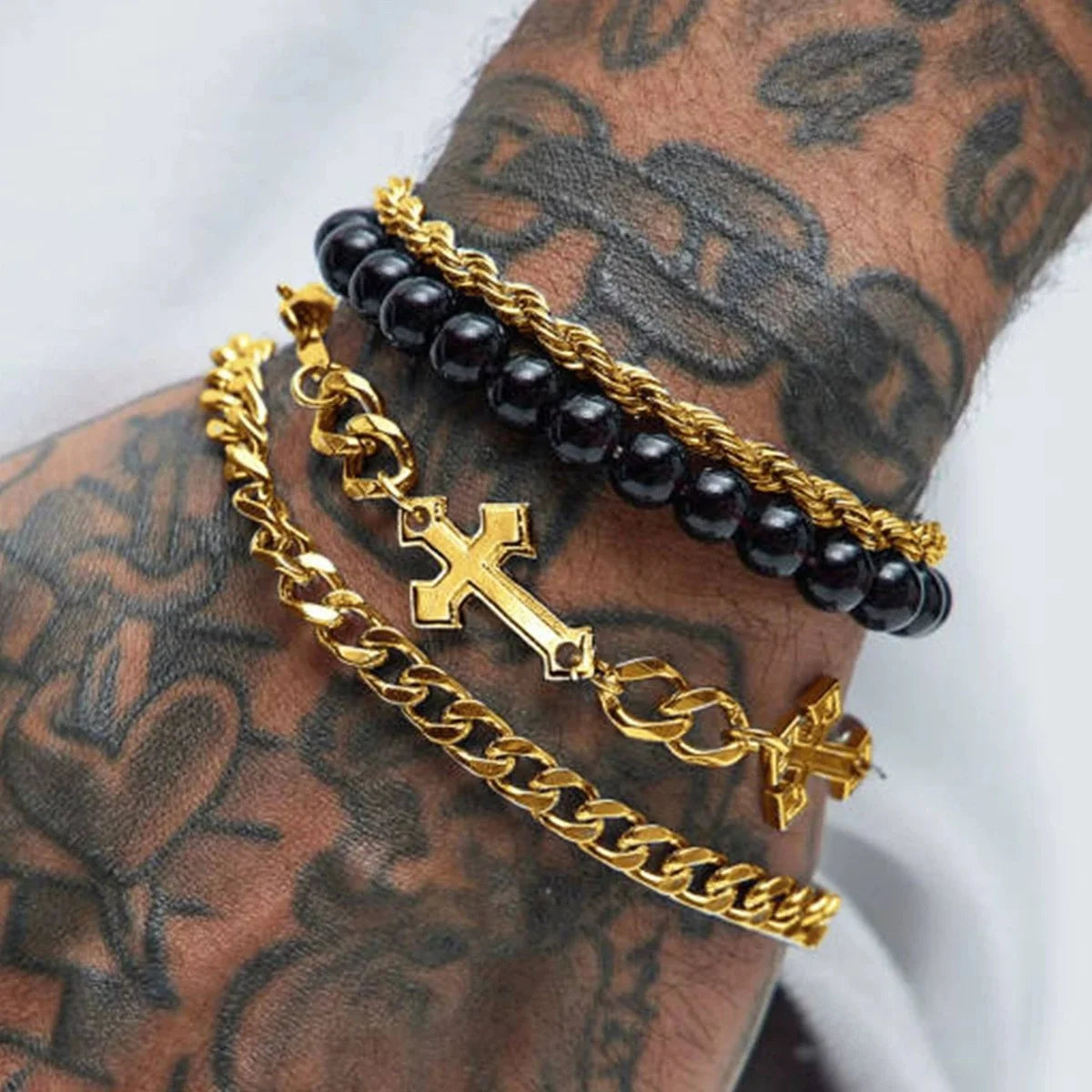 Titanium Steel Bracelet Set With Adjustable Multi-Layer Twisted Chain For Men And Women | Dark Hip-Hop Style Daily Accessory