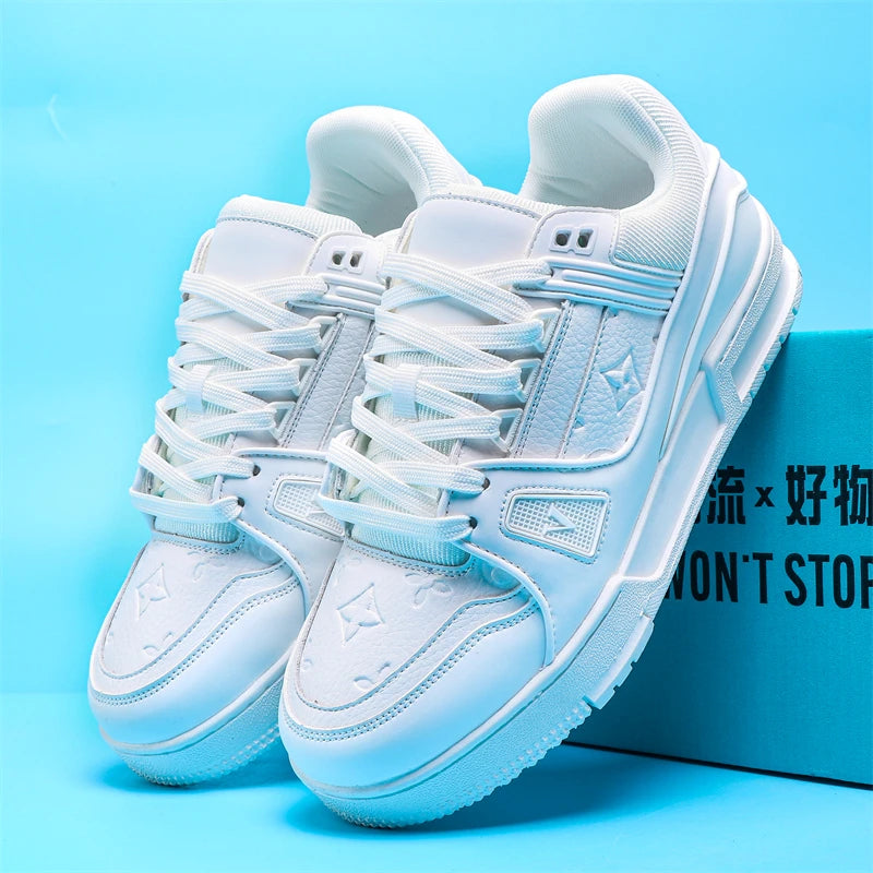 White shoes for men, all-match sneakers, thick-soled boys' pure white shoes, women's trendy shoes
