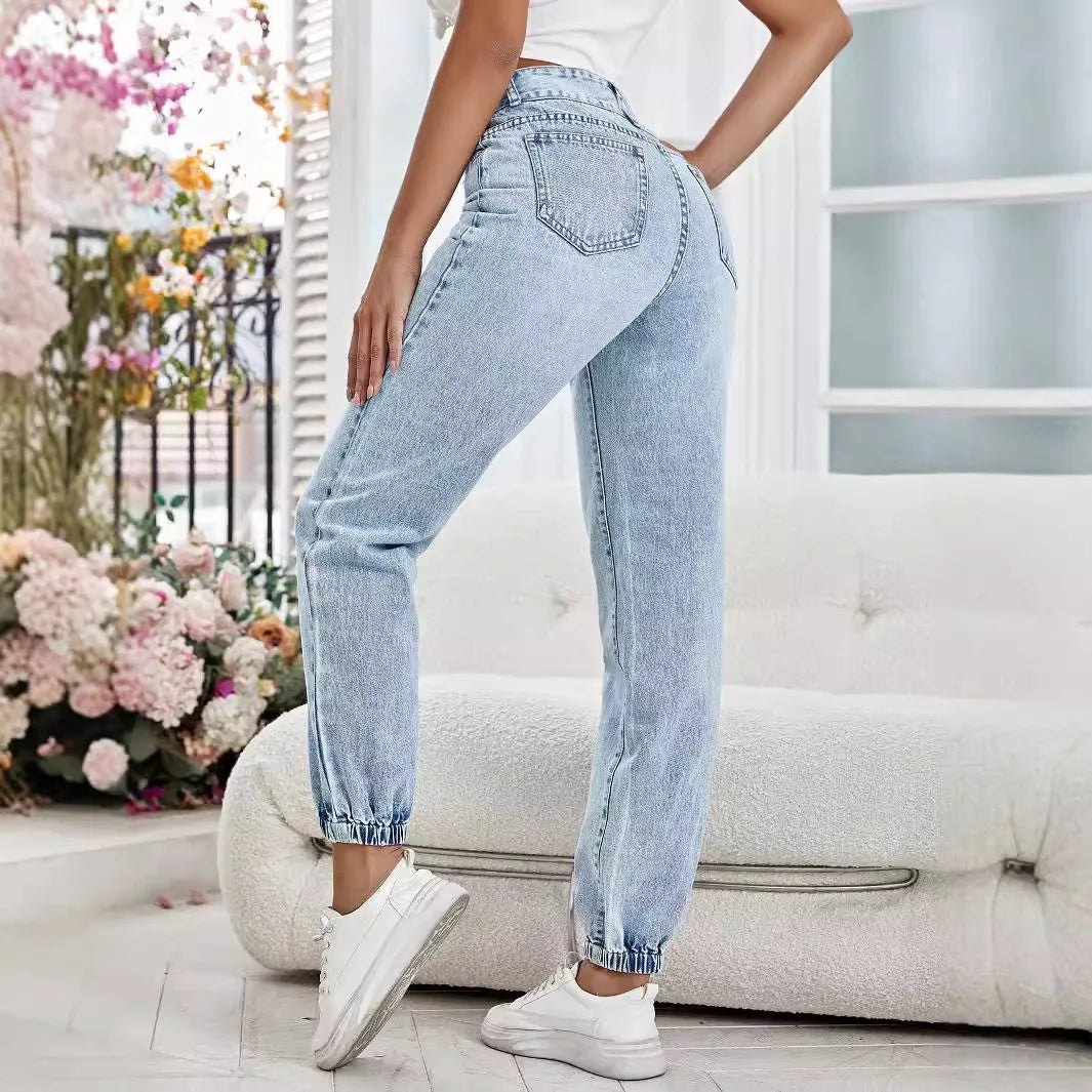 Jeans Women Pencil Pants Denim Mid Waist Zipper Fly Ankle Length Trousers Vintage Pockets 2024 Autumn Female Denims Streetwear