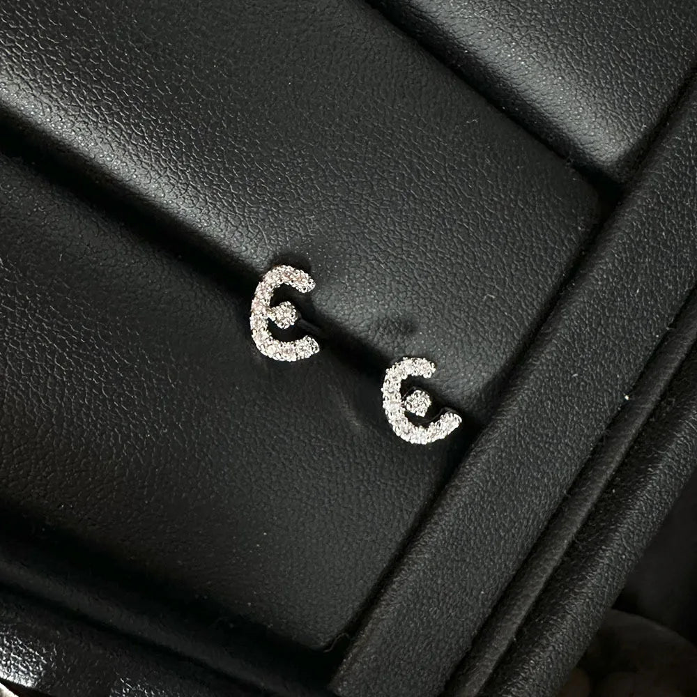 Arabic Love Letter Earrings for Women silver Plated AAA Zircon Earrings 2023 Luxury Aesthetic Jewelry Gift Wife Lover Jewelry