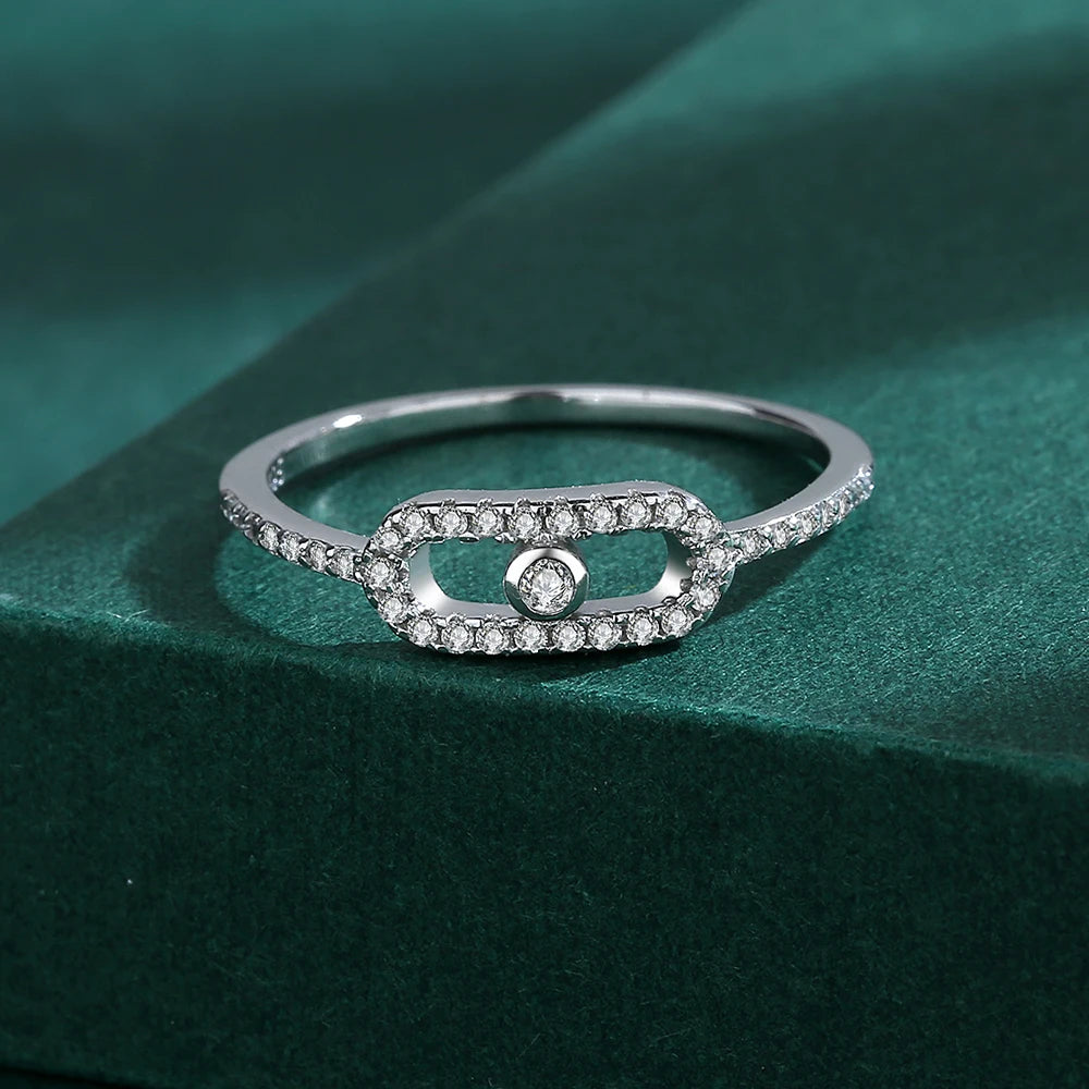2022 NEW Luxury Ring Women's Real S925 Sterling Silver Diamond Zircon Pig Nose Female Fashion Girlfriend Gift Engagement Jewelry