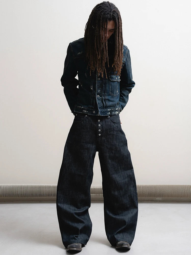 Fait * 25SS American retro red-edged red-eared original cow jeans three-dimensional scimitar pants