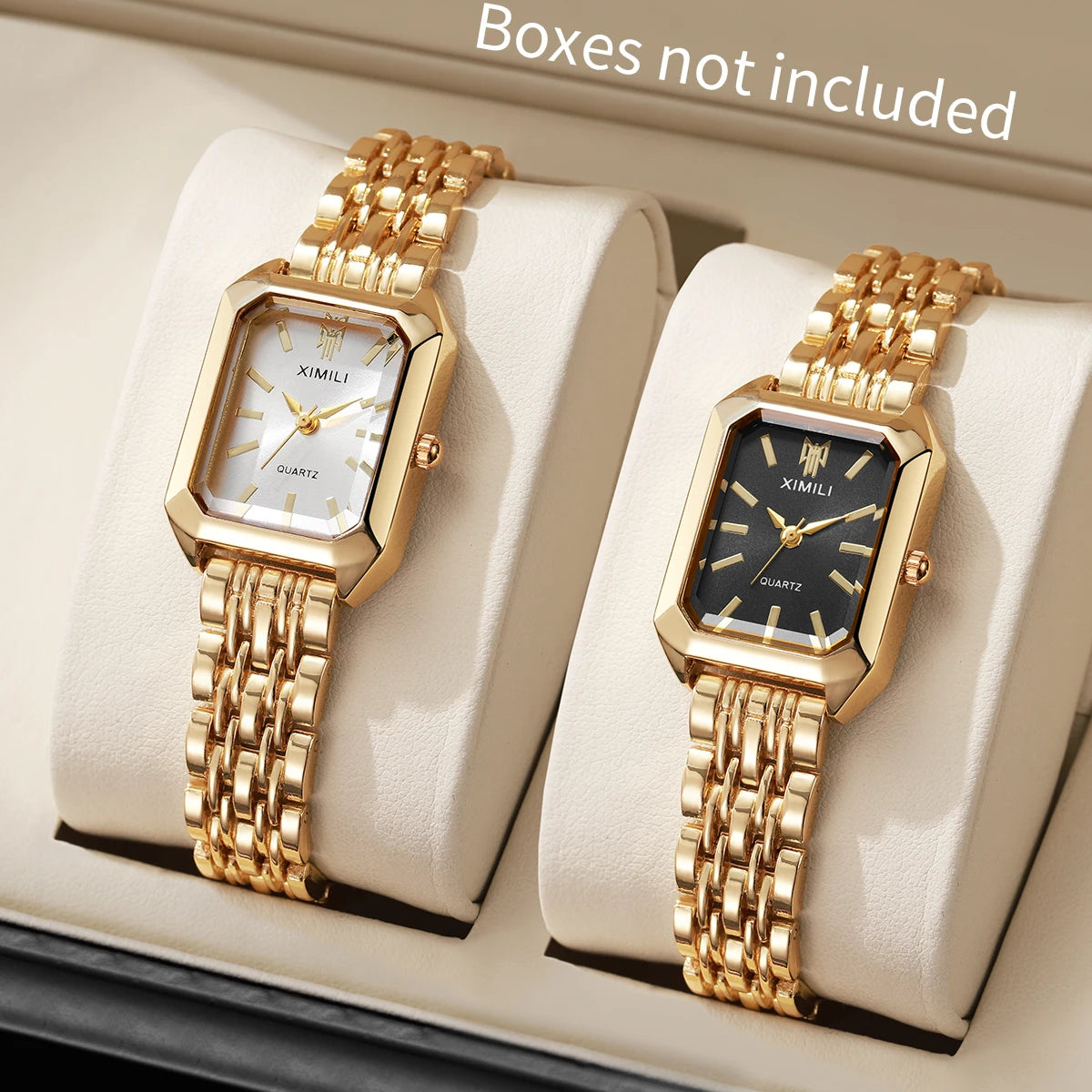 1/2/4PCS Luxury Women Watches Fashion Rectangle Woman Quartz Watch Stainless Steel Band Wristwatches Reloj Mujer(Without Box)