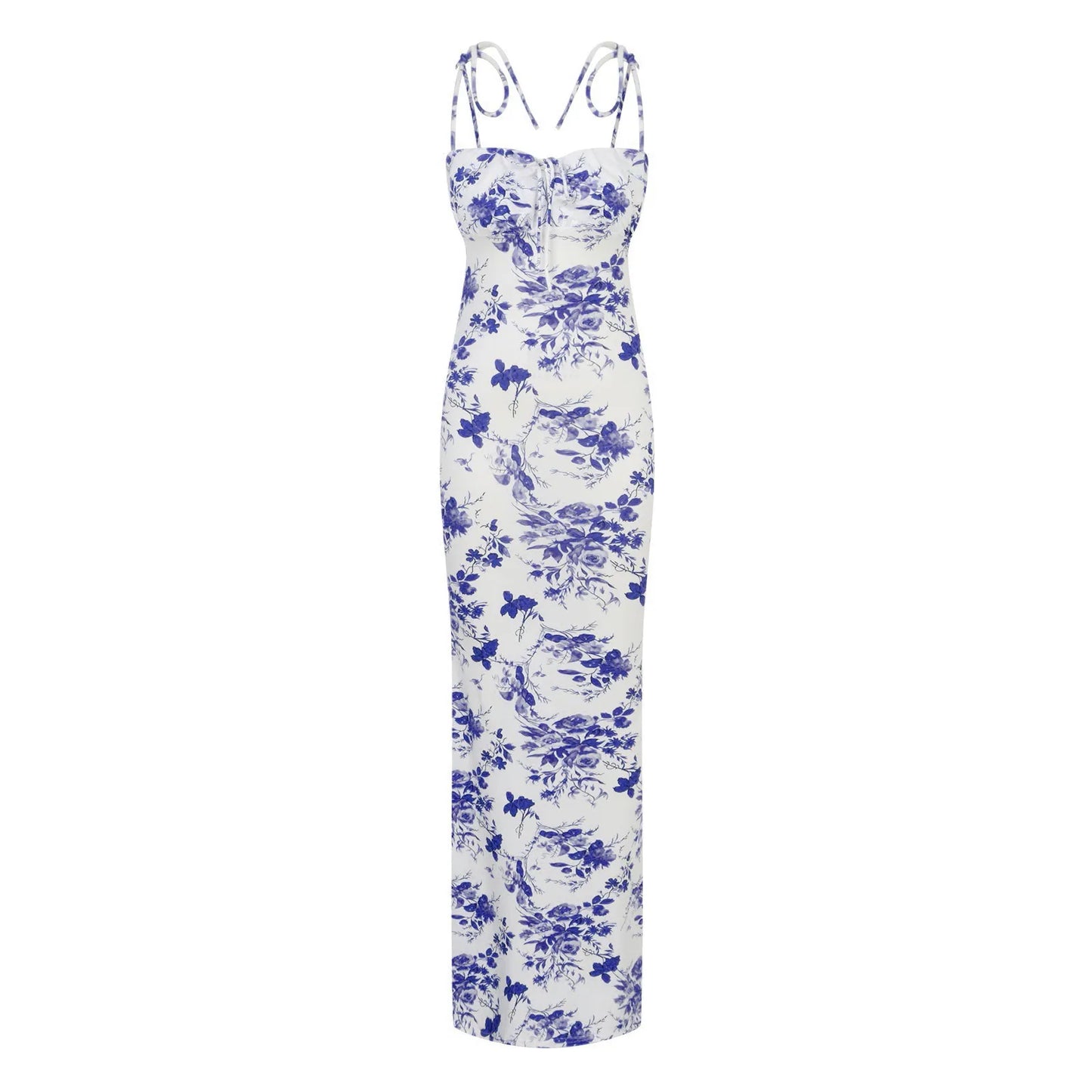 Summer Bodycon Maxi Dresses For Women Trendy Boho Floral Print Sundress Sleeveless Spaghetti Straps Vacation Beach Long Dress