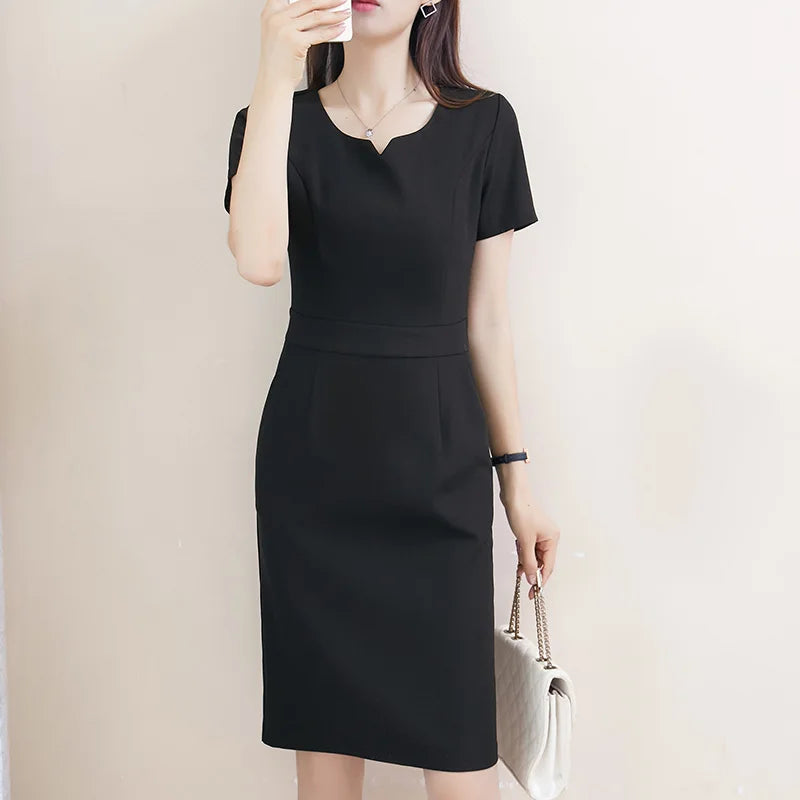 Summer Plus Size Women's Classy Fat mm Slimming Look and Flesh-Covering 100kg Work Clothes Elegant Summer Professional Dress