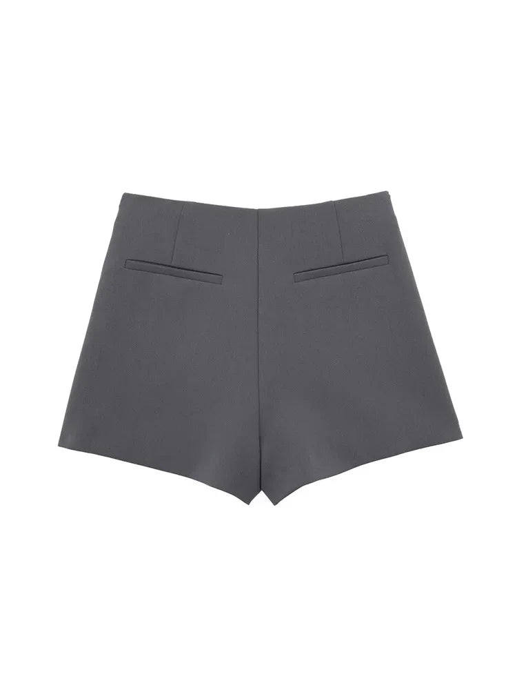 Willshela Women Fashion Solid Bandage Side Zipper Mini Skirts Shorts Vintage High Waist Female Chic Lady Shorts
