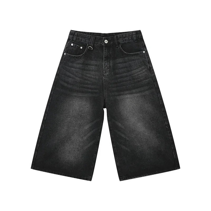 Women's Retro Wide Leg Baggy Casual Denim Shorts Harajuku Aesthetic High Waist Loose Shorts 2024 Summer Fashion Punk Shorts