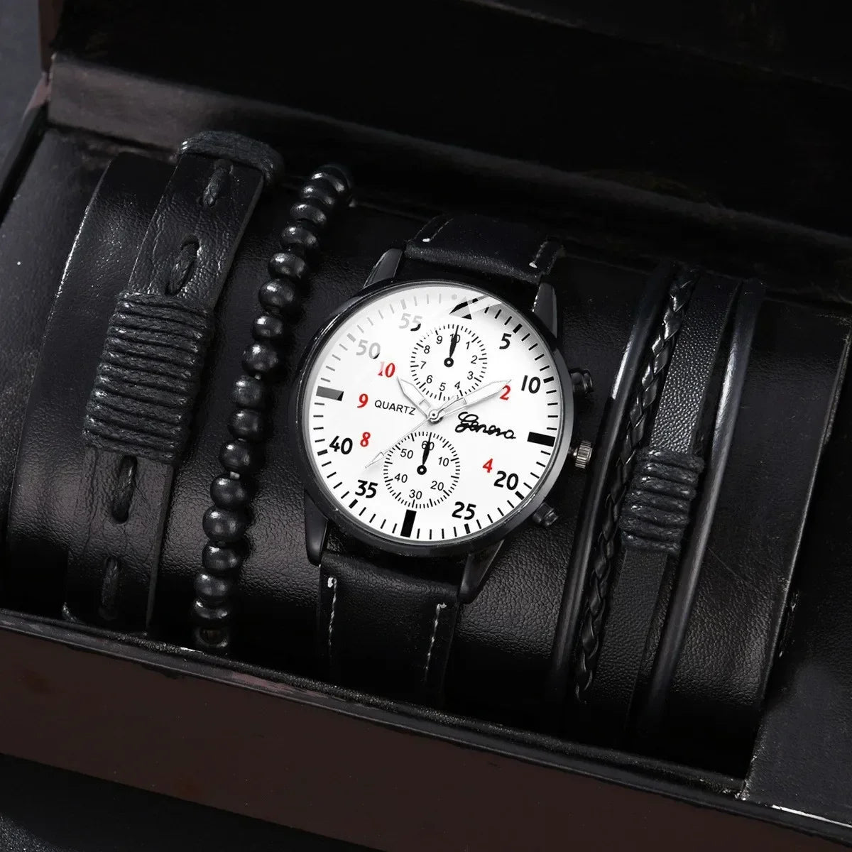 4/1pcs Men Watches Set Luxury Fashion Design Leather Watch Quartz Men Watch Clock Gift Montre Homme Relogio Masculino(no Box)