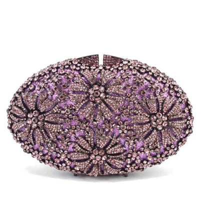 Gold Diamond Flower Evening Clutch Purse Oval Shape Rhinestone Crystal Wedding Bridal Clutches Luxury Phone Handbags