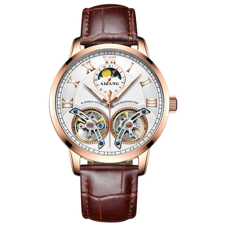 AILANG top luxury brand men's automatic watch quality business waterproof expensive double tourbillon mechanical watches fashion