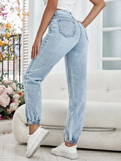 Jeans Women Pencil Pants Denim Mid Waist Zipper Fly Ankle Length Trousers Vintage Pockets 2024 Autumn Female Denims Streetwear