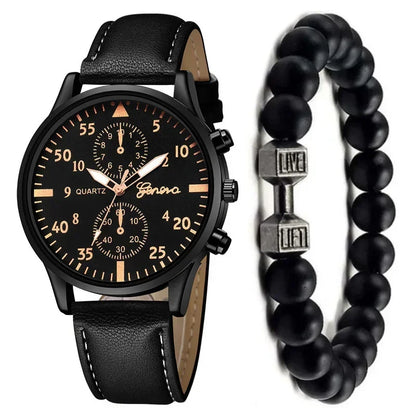 4/1pcs Men Watches Set Luxury Fashion Design Leather Watch Quartz Men Watch Clock Gift Montre Homme Relogio Masculino（no Box）