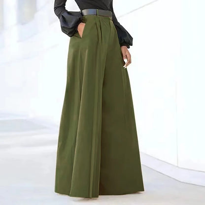 Flared Palazzo Pants For Women Cropped Cotton Linen Comfy Baggy Pants With Pockets Fashion Elegant Party High Waist Trousers