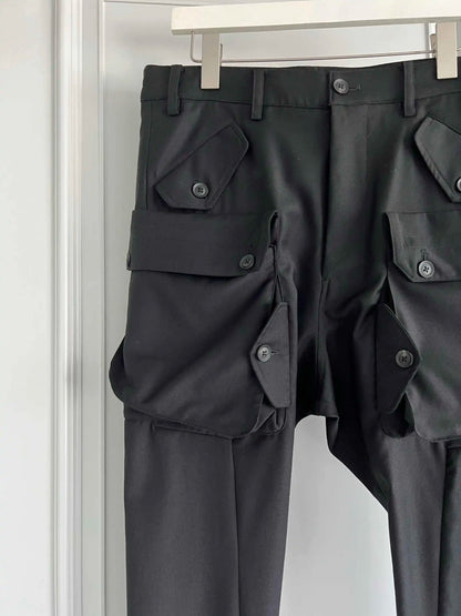 TOP-YAMAMOTO original design straight-leg trousers, woolen gabardine hip-hop skateboard trousers