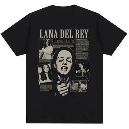 Singer Lana Del Rey Print T Shirt Men Women Fashion Hip Hop Streetwear Harajuku Short Sleeve Plus Size T Shirt Unisex Top