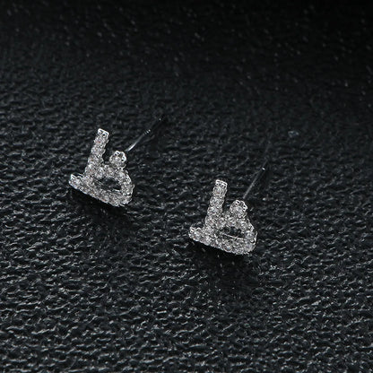 Arabic Love Letter Earrings for Women silver Plated AAA Zircon Earrings 2023 Luxury Aesthetic Jewelry Gift Wife Lover Jewelry