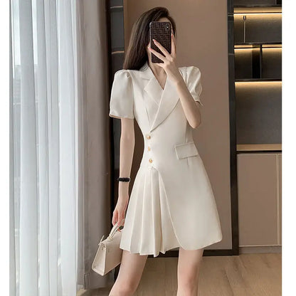 CGC Casual Slim Office Elegant Short Dresses For Women Korean Fashion Summer White Dresses 2024 Short Sleeve Female Clothing