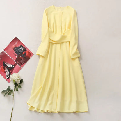 Princess Dress Kate Middleton Yellow Dress long Sleeve Women Dress