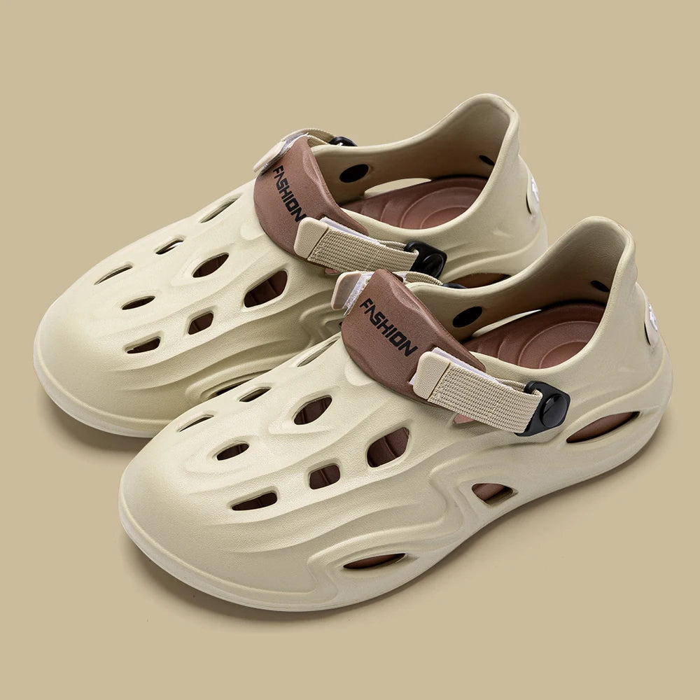 ZHIDA Men Summer Anti-slip Soft EVA Slippers Male Outdoor Hole Garden Sandals Casual Breathable Comfortable Flat Indoor Shoes