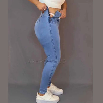 Women Fashion New Jeans High-quality Casual Stretch Denim Pencil Pants Female Slimming Skinny Push Up Trousers Side Zipper Jeans