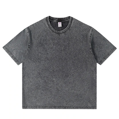 Washed Vintage T-Shirts Men's Street Hip Hop Retro Punk T Shirt Harajuku Casual 250gsm Cotton Short Sleeve Acid Wash TShirts Top
