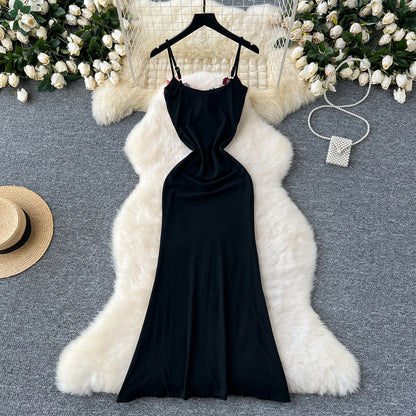 sweet sleeveless Three-dimensional flower slip Dress Chic Elegant Vestidos Vintage party Women Fashion pencil dresses