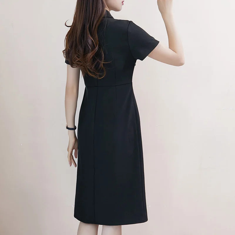Plus Size Women's Summer Suit Dress with Drapey Business Wear Classy Elegant Goddess Style Fat mm Slimming Look Skirt