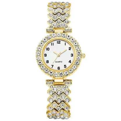 2pcs Luxury Fashion Women Watch Set Silver Strap Ladies Quartz Wristwatch Alloy Bracelet for Ladies Jewelry Set Clock Gift