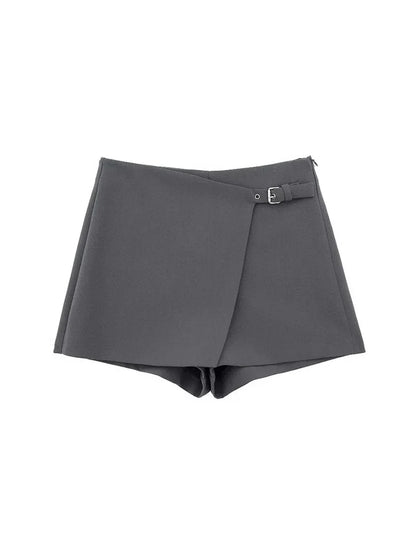 Willshela Women Fashion Solid Bandage Side Zipper Mini Skirts Shorts Vintage High Waist Female Chic Lady Shorts