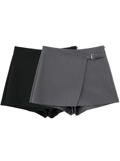 Willshela Women Fashion Solid Bandage Side Zipper Mini Skirts Shorts Vintage High Waist Female Chic Lady Shorts