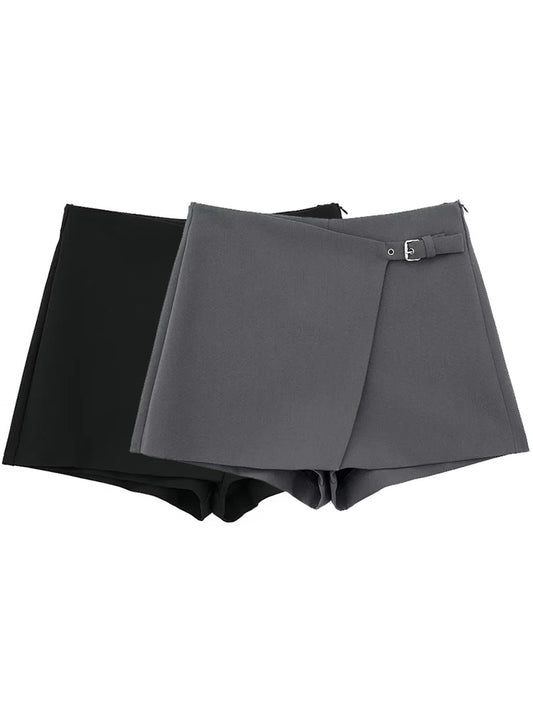 Willshela Women Fashion Solid Bandage Side Zipper Mini Skirts Shorts Vintage High Waist Female Chic Lady Shorts
