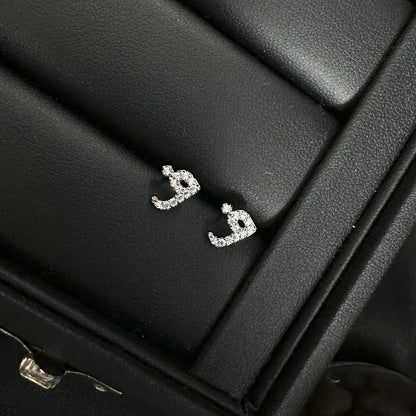 Arabic Love Letter Earrings for Women silver Plated AAA Zircon Earrings 2023 Luxury Aesthetic Jewelry Gift Wife Lover Jewelry