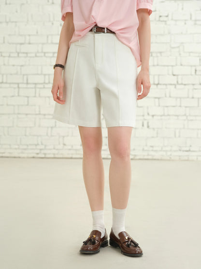 DUSHU 2025 Summer Women's Stretch Denim Mid-Length Shorts - Streamlined Straight-Leg Design & Versatile Urban Jeans