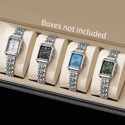 1/2/4PCS Luxury Women Watches Fashion Rectangle Woman Quartz Watch Stainless Steel Band Wristwatches Reloj Mujer（Without Box）