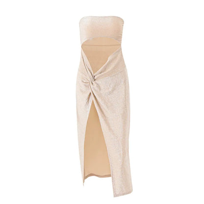 WhereMery Sexy Sleeveless Slit Dress Hollow Out Elegant Skinny Women Long Dresses Summer 2024 Fashion Ladies Party Club Vestidos