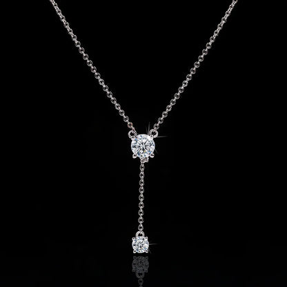 925 Silver Women's Luxury Zircon Pendant Necklace Round Cut Cubic Zirconia Necklace Charms Bride Wedding Chain Necklace Gift