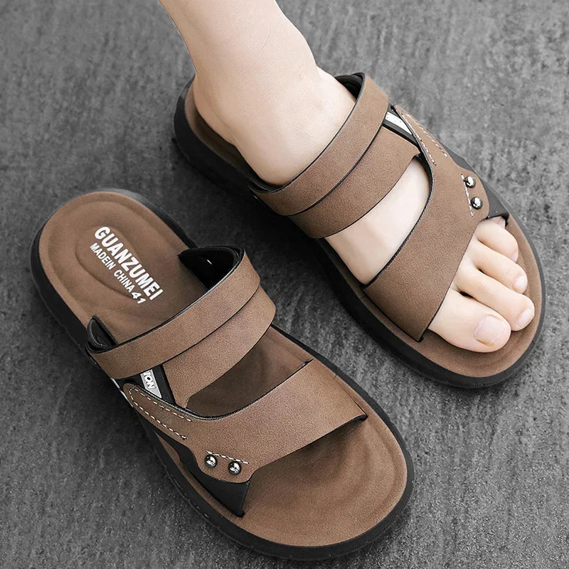 High Quality Men Sandals Summer Slip on Casual Slippers Lightweight Beach Sandals Comfortable Casual Shoes Retro Roman Sandals