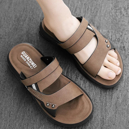 High Quality Men Sandals Summer Slip on Casual Slippers Lightweight Beach Sandals Comfortable Casual Shoes Retro Roman Sandals
